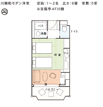 川側 和モダン洋室